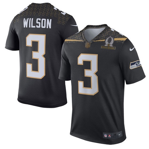 Men's Elite Russell Wilson Nike Jersey Black - #3 Team Irvin 2016 Pro Bowl NFL Seattle Seahawks